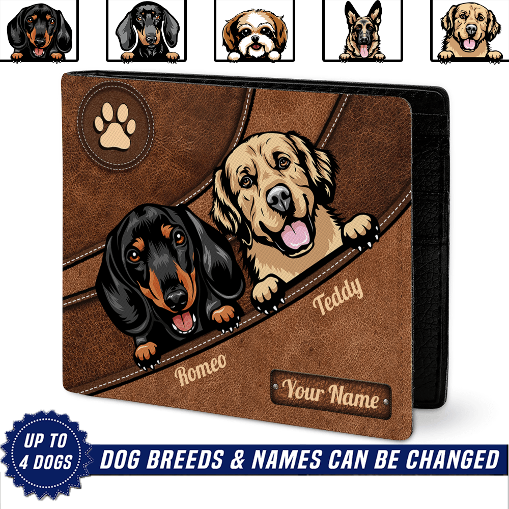 Gift For Father Dog Personalized Men's Wallet, Personalized Gift for Dog Lovers, Dog Dad, Dog Mom - HM004PS02 - BMGifts