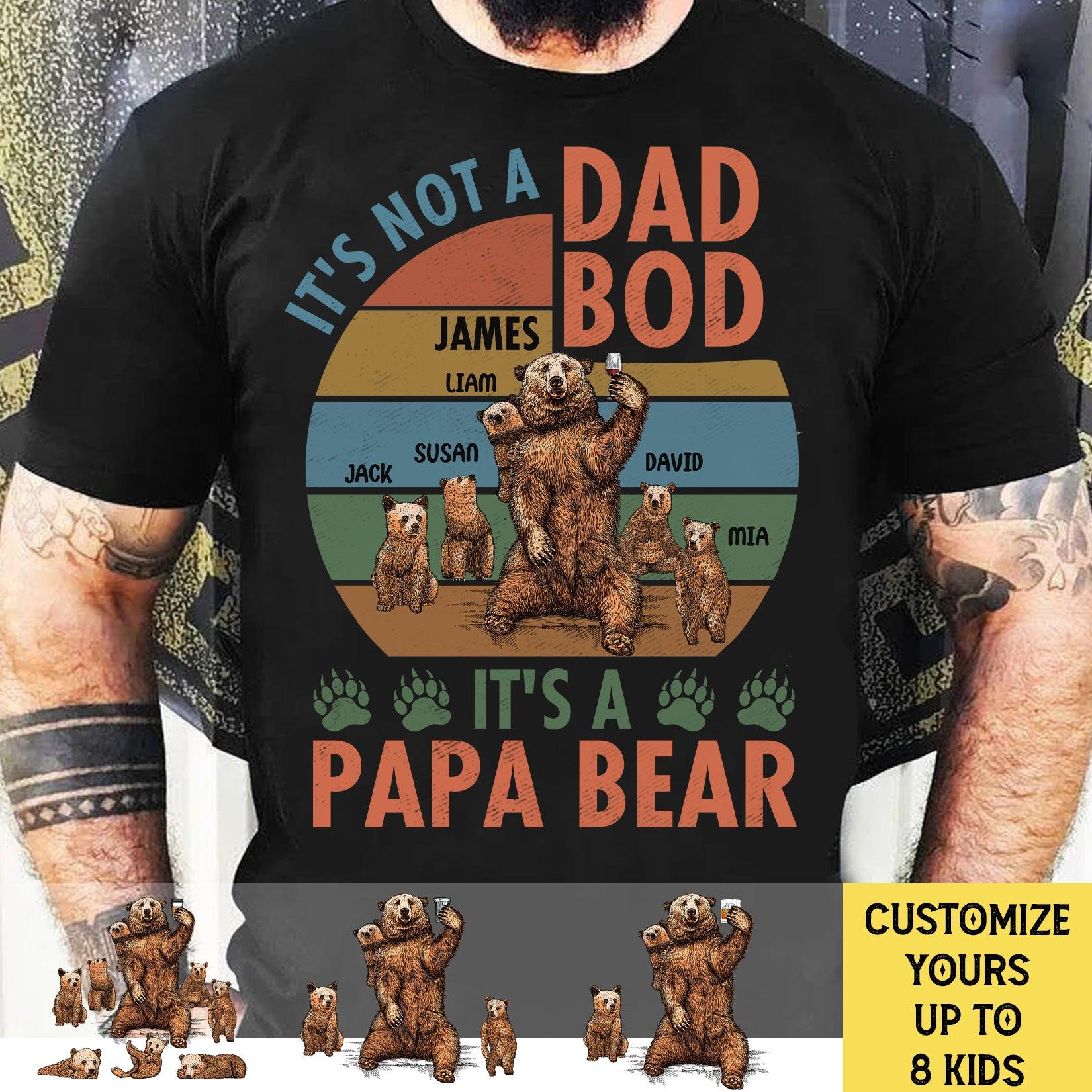 Gift For Father Papa Bear Personalized T-shirt, Personalized Gift