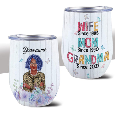 Gift for Mother Becoming Wife, Mom & Grandma Personalized Wine Tumbler, Personalized Gift for Nana, Grandma, Grandmother, Grandparents - WT007PS01 - BMGifts (formerly Best Memorial Gifts)