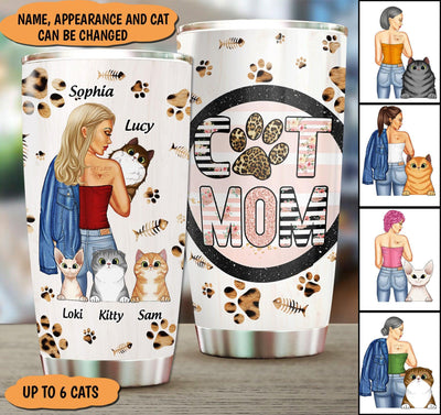 Gift For Mother Cat Mom Personalized Tumbler, Personalized Gift for Cat Lovers, Cat Mom, Cat Dad - TB081PS05 - BMGifts