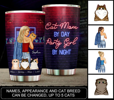 Gift For Mother Cat Mom Personalized Tumbler, Personalized Gift for Cat Lovers, Cat Mom, Cat Dad - TB082PS05 - BMGifts