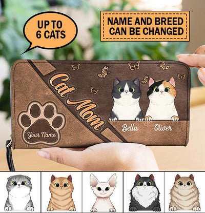 Gift For Mother Cat Personalized Clutch Purse, Personalized Gift for Cat Lovers, Cat Mom, Cat Dad - PU103PS05 - BMGifts