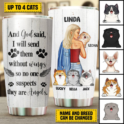 Gift For Mother Cat Personalized Tumbler, Personalized Gift for Cat Lovers, Cat Mom, Cat Dad - TB074PS05 - BMGifts