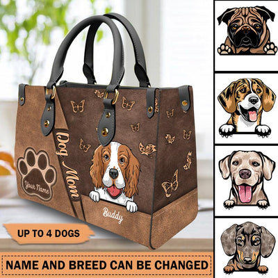 Gift For Mother Dog Personalized Leather Handbag, Personalized Gift for Dog Lovers, Dog Dad, Dog Mom - LD085PS05 - BMGifts