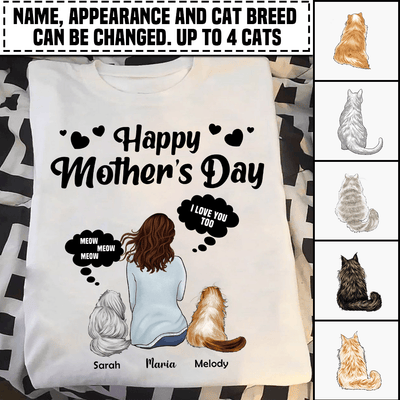 Gift For Mother Happy Mother's Day Cat Personalized T-shirt, Personalized Gift for Cat Lovers, Cat Mom, Cat Dad - TS150PS05 - BMGifts