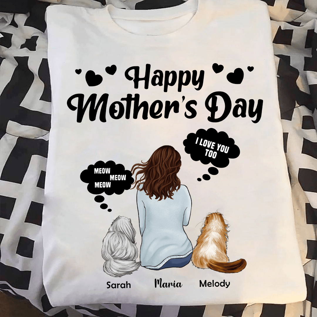 Gift For Mother Happy Mother's Day Cat Personalized T-shirt, Personalized Gift for Cat Lovers, Cat Mom, Cat Dad - TS150PS05 - BMGifts