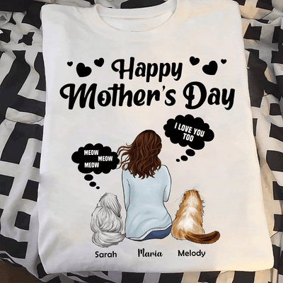 Gift For Mother Happy Mother's Day Cat Personalized T-shirt, Personalized Gift for Cat Lovers, Cat Mom, Cat Dad - TS150PS05 - BMGifts