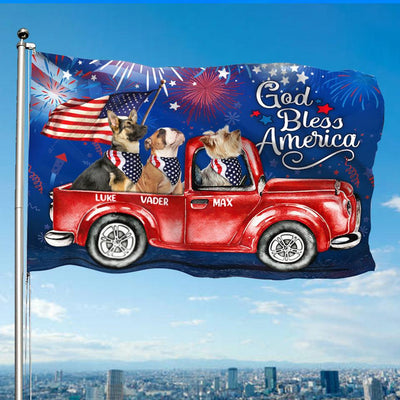 God Bless America Dog Personalized Flag, Personalized Gift for Dog Lovers, Dog Dad, Dog Mom - GA024PS06 - BMGifts
