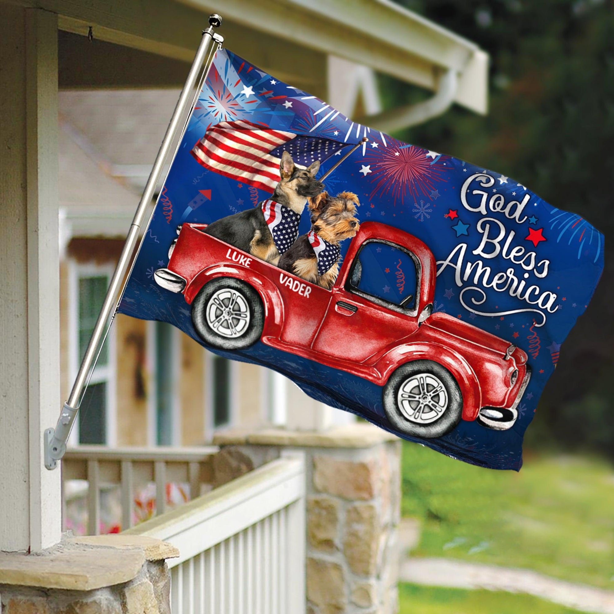 God Bless America Dog Personalized Flag, Personalized Gift for Dog Lovers, Dog Dad, Dog Mom - GA024PS06 - BMGifts