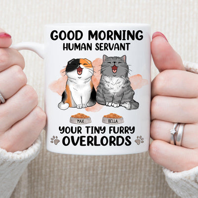 Good Morning Human Servant Cat Personalized Mug, Personalized Gift for Cat Lovers, Cat Dad, Cat Mom - MG105PS01 - BMGifts
