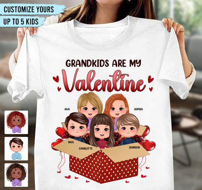 Grandkids Are My Valentine Grandma Personalized Shirt, Personalized Valentine Gift for Nana, Grandma, Grandmother, Grandparents - TS534PS01 - BMGifts