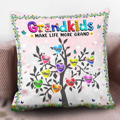 Grandkids Make Life More Grand Personalized Pillow, Personalized Mother's Day Gift for Nana, Grandma, Grandmother, Grandparents - PL023PS05 - BMGifts