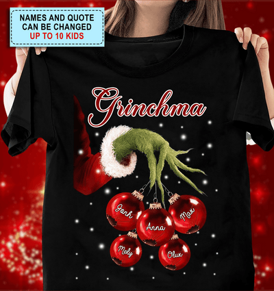 Grandma Christmas Grinch Hand Personalized Shirt, Personalized Gift for Nana, Grandma, Grandmother, Grandparents - TS022PS07re - BMGifts