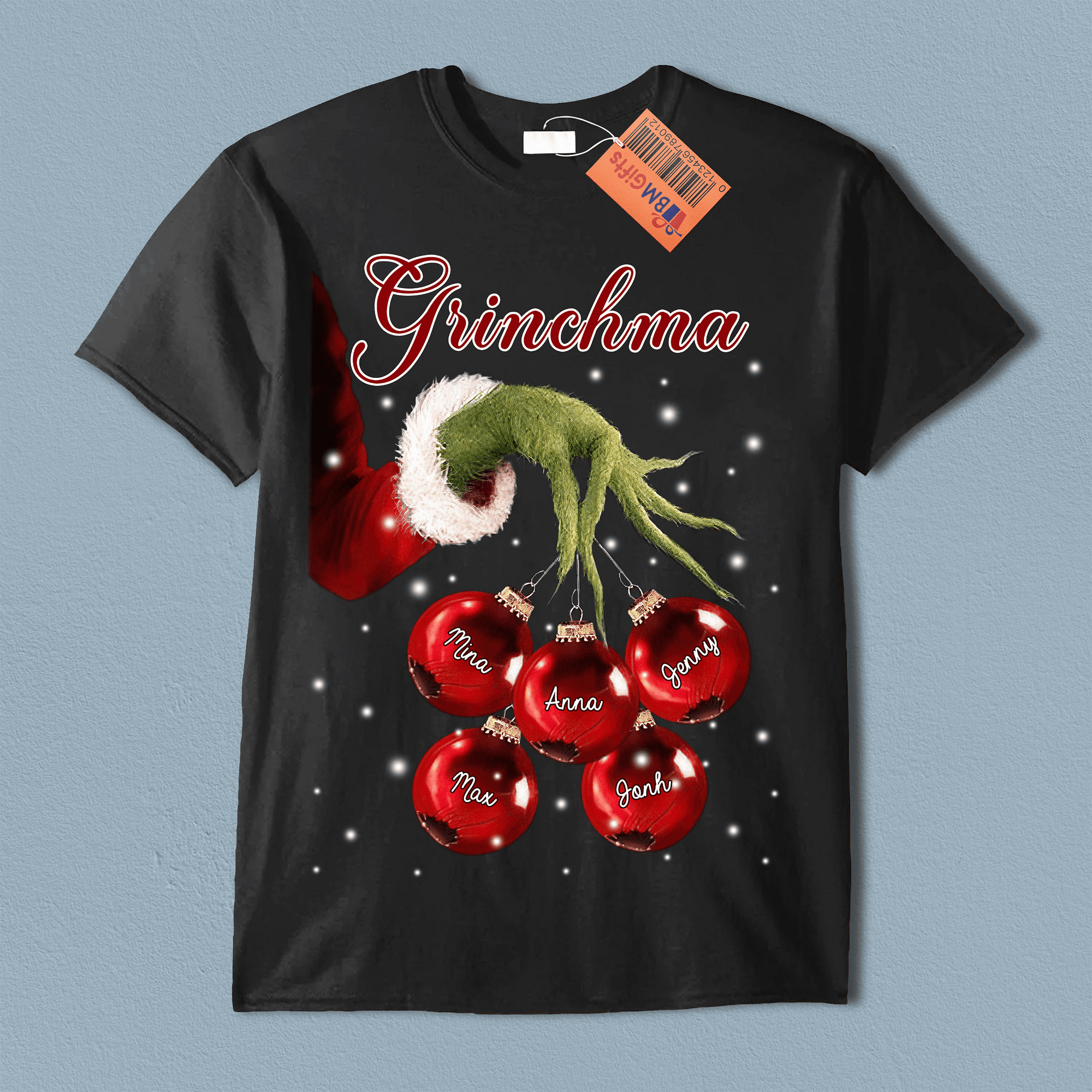 Grandma Christmas Grinch Hand Personalized Shirt, Personalized Gift for Nana, Grandma, Grandmother, Grandparents - TS022PS07re - BMGifts
