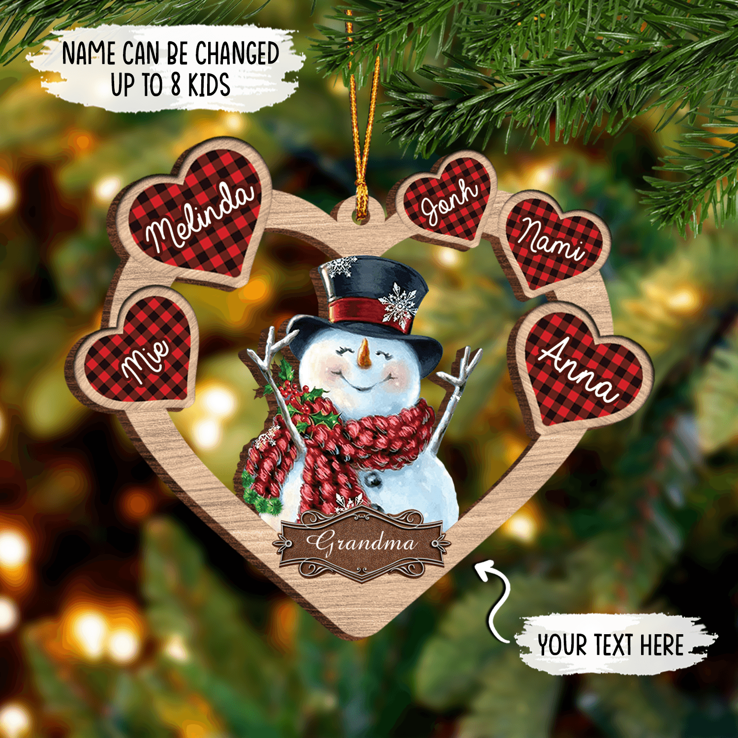 Grandma Personalized Custom Shaped Ornament, Personalized Gift for Nana, Grandma, Grandmother, Grandparents - WO011PS09 - BMGifts