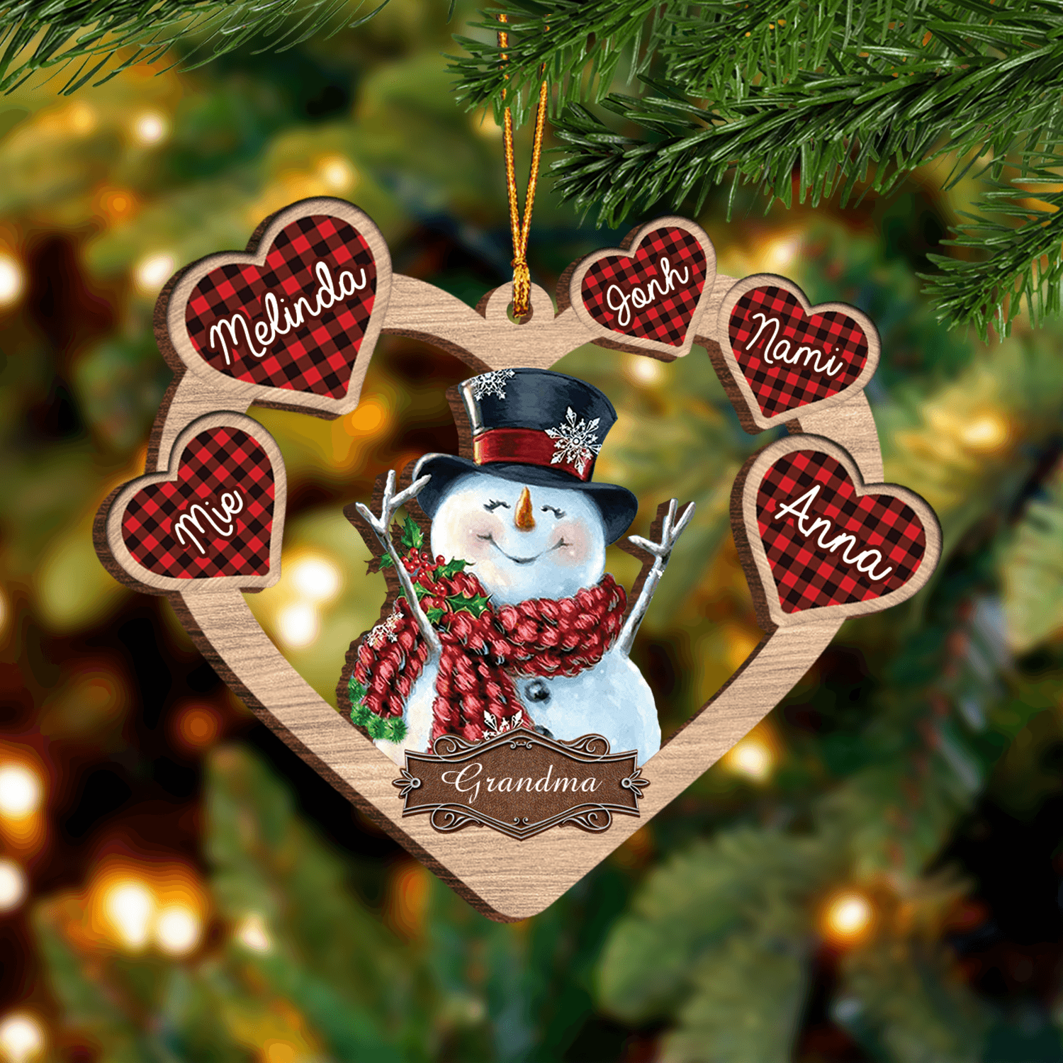 Grandma Personalized Custom Shaped Ornament, Personalized Gift for Nana, Grandma, Grandmother, Grandparents - WO011PS09 - BMGifts