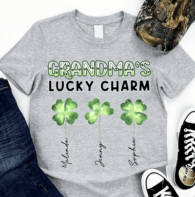 Grandma's Lucky Charm Grandma Personalized Shirt, Personalized St Patrick's Day Gift for Nana, Grandma, Grandmother, Grandparents - TS582PS01 - BMGifts