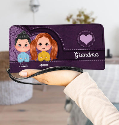 Grandma's Sweethears Colorful Grandma Personalized Clutch Purse, Personalized Gift for Nana, Grandma, Grandmother, Grandparents - PU072PS01 - BMGifts