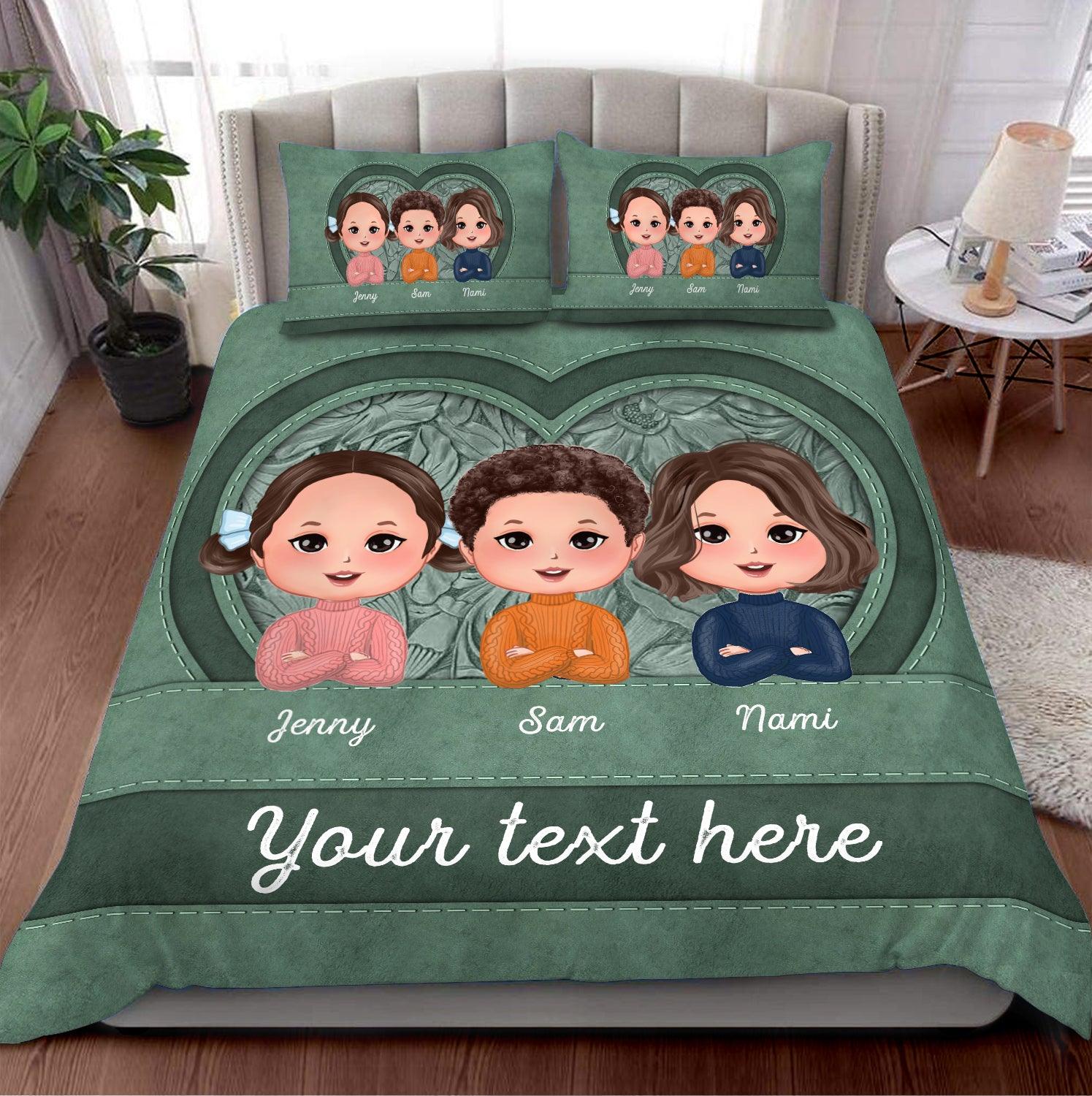 Grandma's Sweethearts Colorful Grandma Personalized Bedding Set, Personalized Gift for Nana, Grandma, Grandmother, Grandparents - BD085PS01 - BMGifts