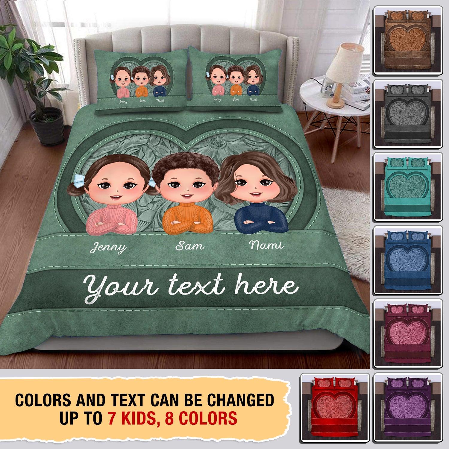 Grandma's Sweethearts Colorful Grandma Personalized Bedding Set, Personalized Gift for Nana, Grandma, Grandmother, Grandparents - BD085PS01 - BMGifts