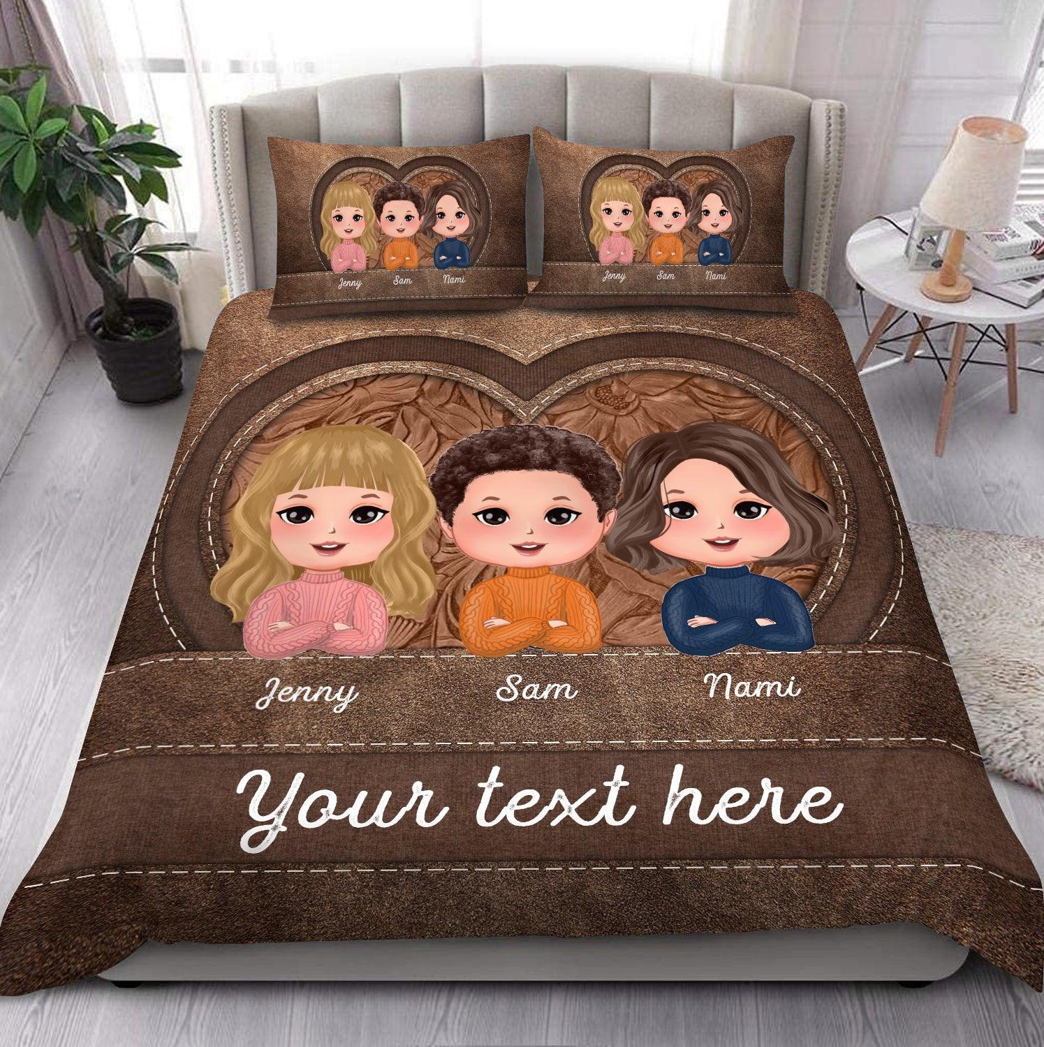 Grandma's Sweethearts Colorful Grandma Personalized Bedding Set, Personalized Gift for Nana, Grandma, Grandmother, Grandparents - BD085PS01 - BMGifts