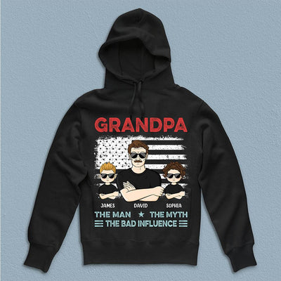 Grandpa The Man The Myth The Bad Influence Father Personalized Shirt, Father’s Day Gift for Dad, Papa, Parents, Father, Grandfather - TS936PS02 - BMGifts
