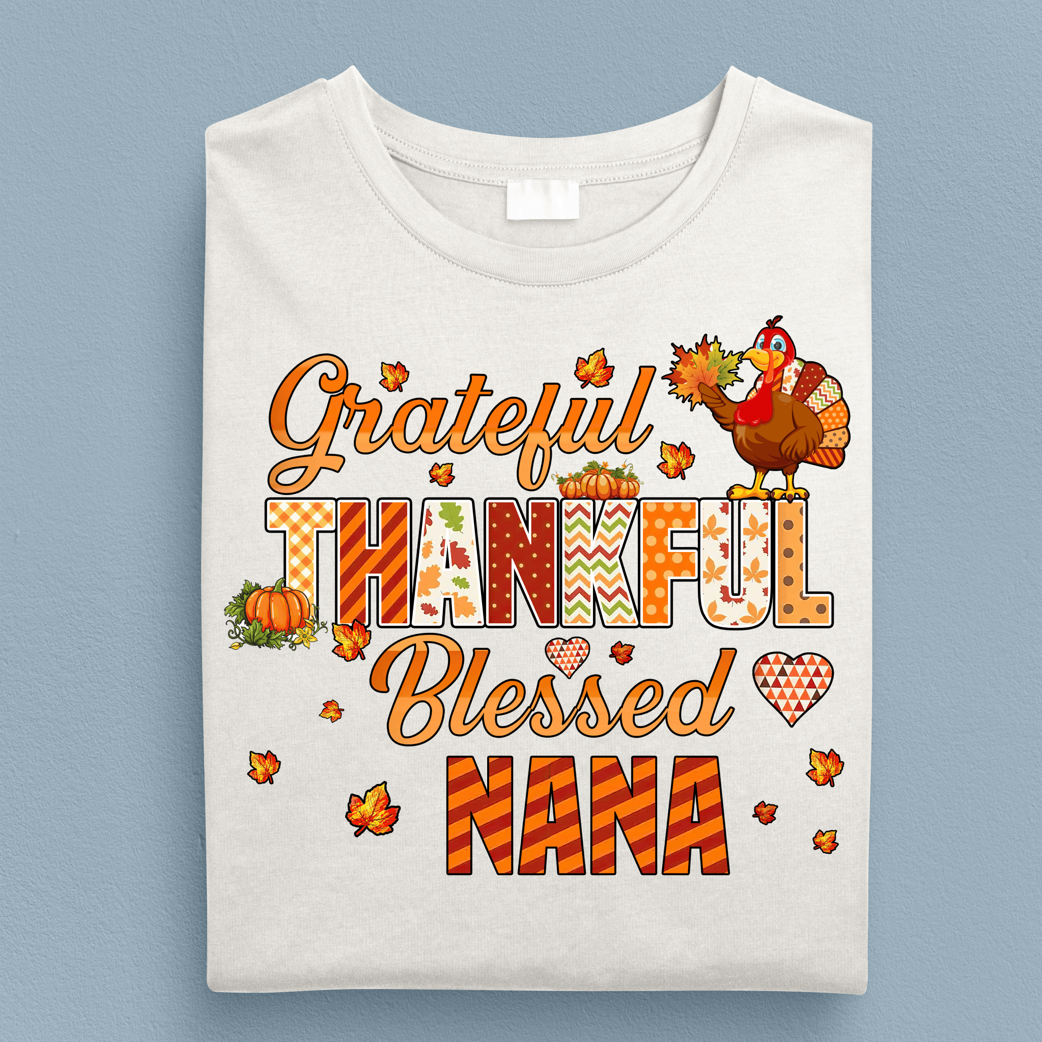 Grateful Thankful Blessed Grandma Personalized T-shirt, Personalized Gift for Nana, Grandma, Grandmother, Grandparents - TS133PS06 - BMGifts