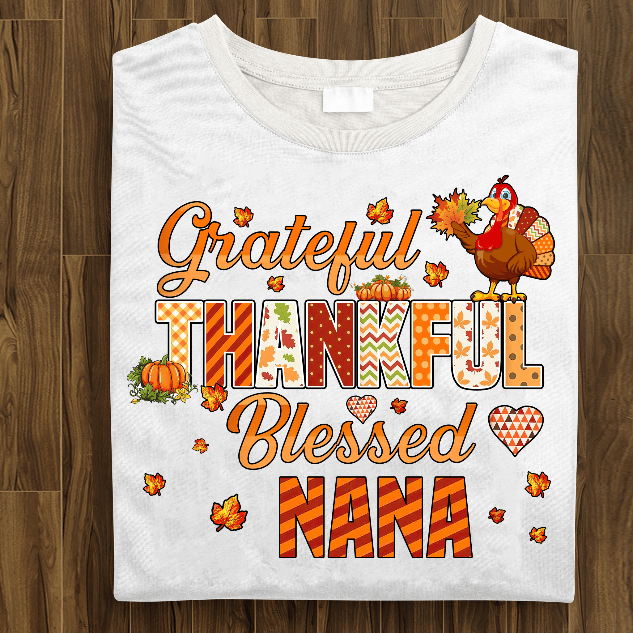 Grateful Thankful Blessed Grandma Personalized T-shirt, Personalized Gift for Nana, Grandma, Grandmother, Grandparents - TS133PS06 - BMGifts