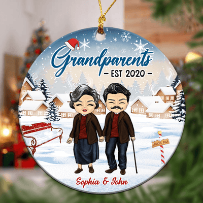 Great Grandparents Grandma Personalized Round Ornament, Christmas Gift for for Nana, Grandma, Grandmother, Grandparents - RO077PS02 - BMGifts