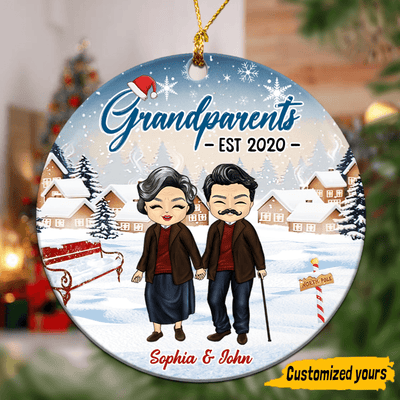 Great Grandparents Grandma Personalized Round Ornament, Christmas Gift for for Nana, Grandma, Grandmother, Grandparents - RO077PS02 - BMGifts