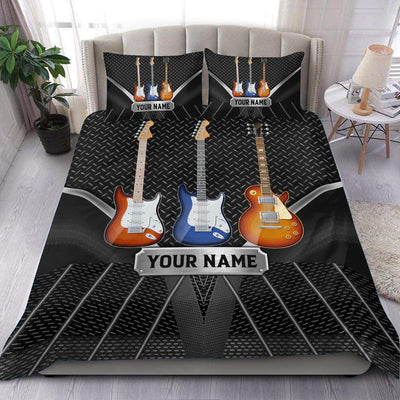 Guitar Black Personalized Bedding Set, Personalized Gift for Music Lovers, Guitar Lovers - BD043PS08 - BMGifts (formerly Best Memorial Gifts)