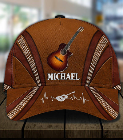 Guitar Brown With Logo Personalized Classic Cap, Personalized Gift for Music Lovers, Guitar Lovers - CP088PS07 - BMGifts