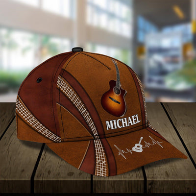 Guitar Brown With Logo Personalized Classic Cap, Personalized Gift for Music Lovers, Guitar Lovers - CP088PS07 - BMGifts