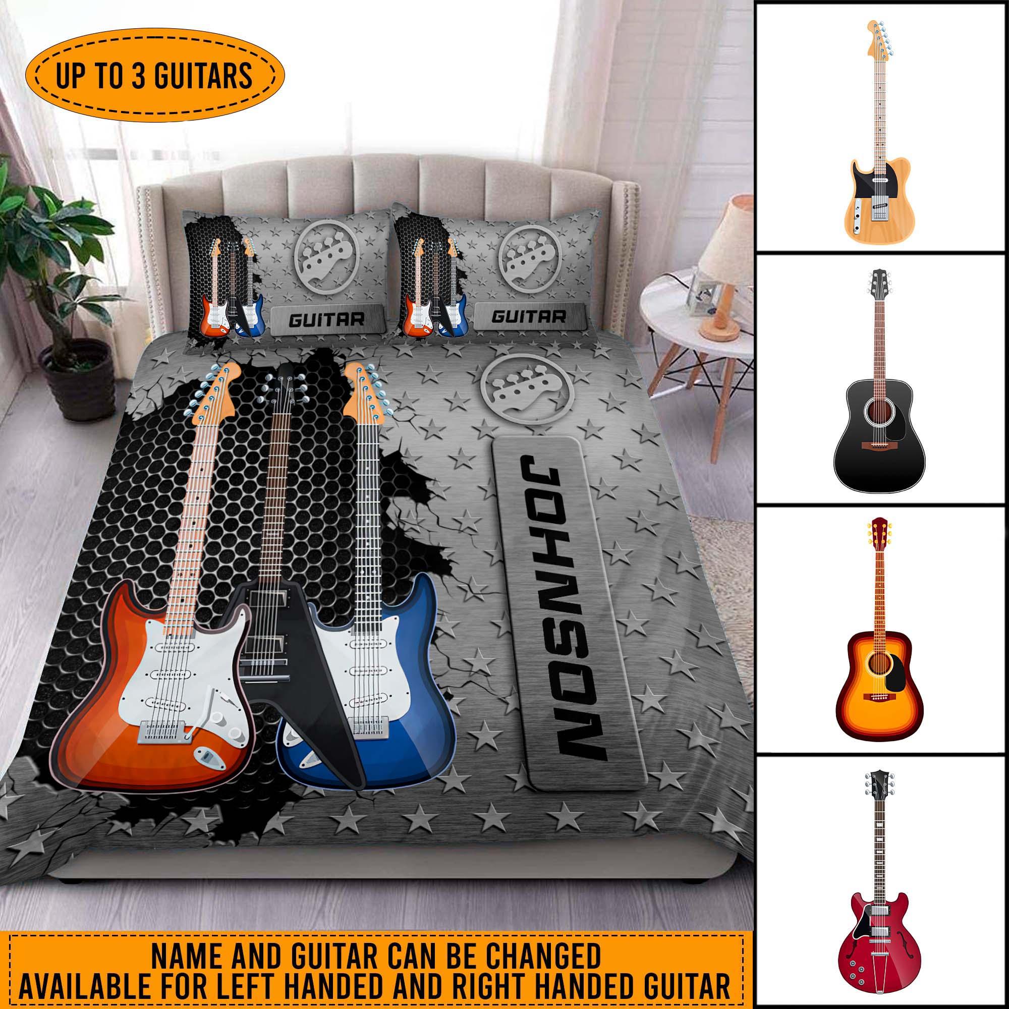 Guitar Personalized Bedding Set, Personalized Gift for Music Lovers, Guitar Lovers - BD052PS02 - BMGifts (formerly Best Memorial Gifts)