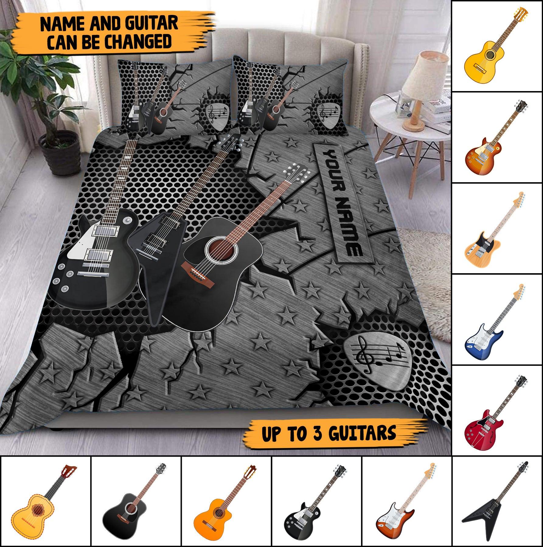 Guitar Personalized Bedding Set, Personalized Gift for Music Lovers, Guitar Lovers - BD089PS05 - BMGifts (formerly Best Memorial Gifts)