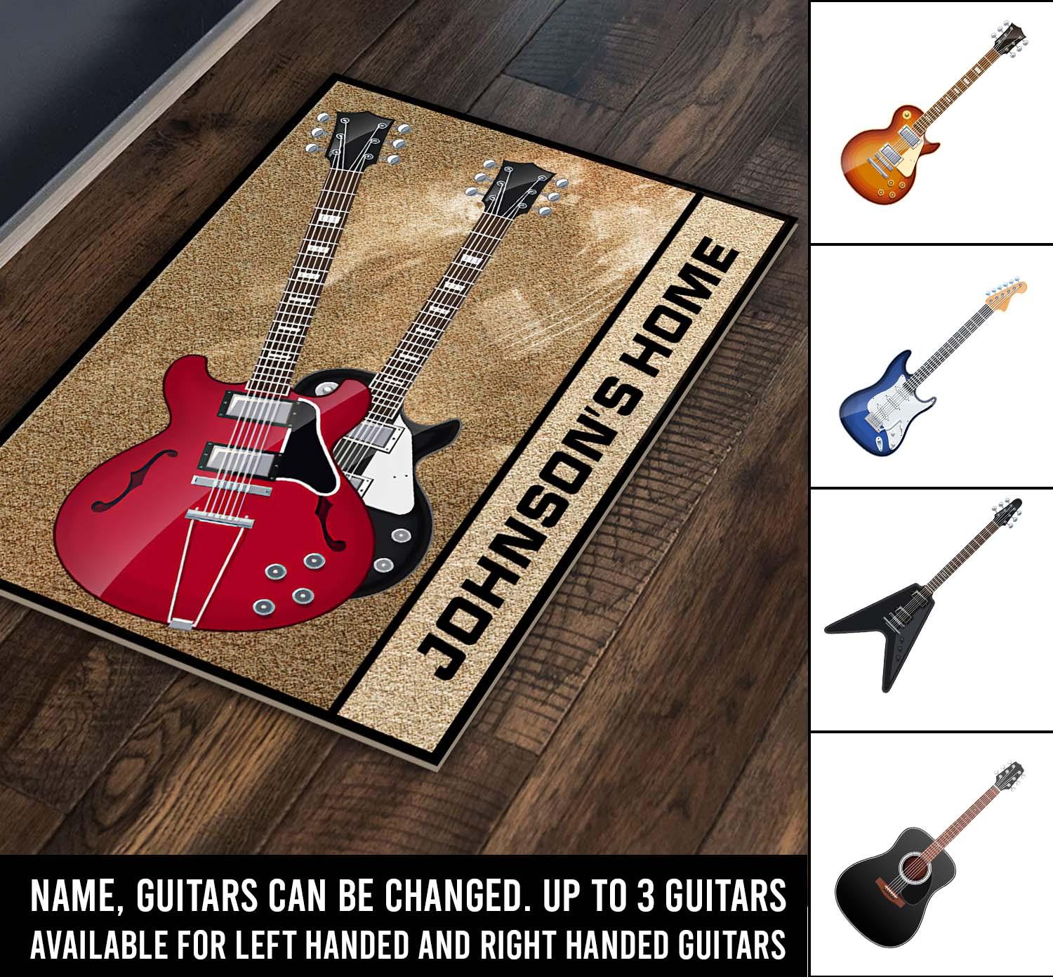 Guitar Personalized Doormat, Personalized Gift for Music Lovers, Guitar Lovers - DM052PS04 - BMGifts