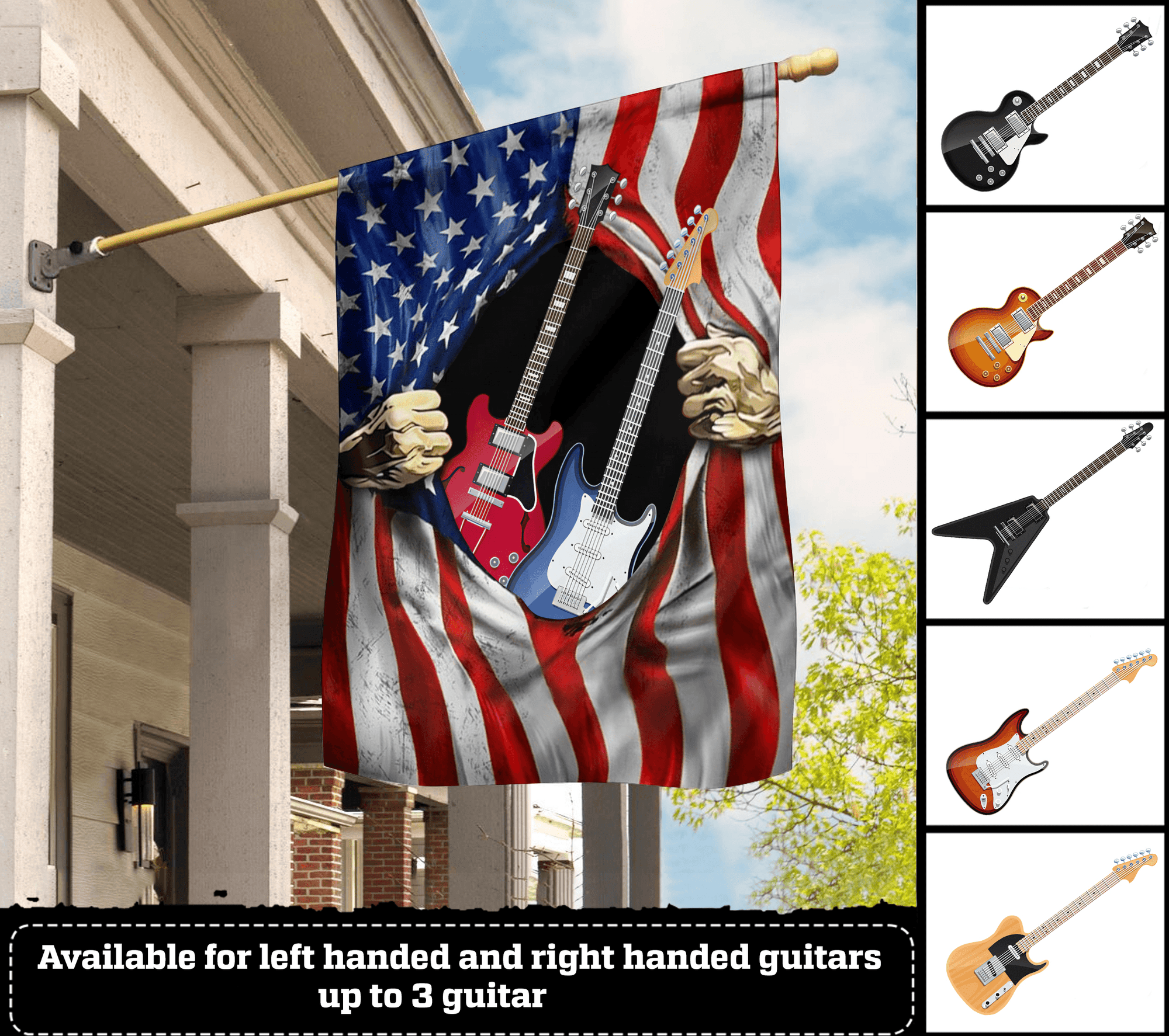 Guitar Personalized Flag, Personalized Gift for Music Lovers, Guitar Lovers - GA004PS05 - BMGifts