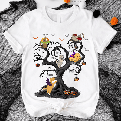 Halloween Tree Cat Personalized Shirt, Halloween Gift, Personalized Gift for Cat Lovers, Cat Mom, Cat Dad - TS449PS02 - BMGifts