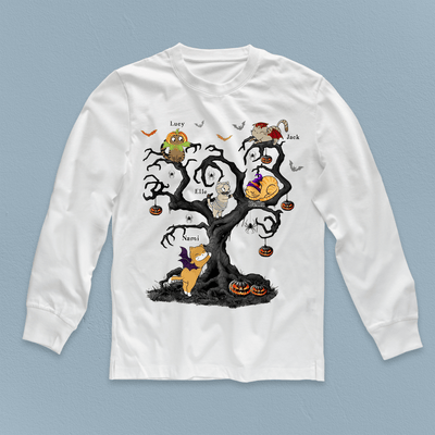 Halloween Tree Cat Personalized Shirt, Halloween Gift, Personalized Gift for Cat Lovers, Cat Mom, Cat Dad - TS449PS02 - BMGifts