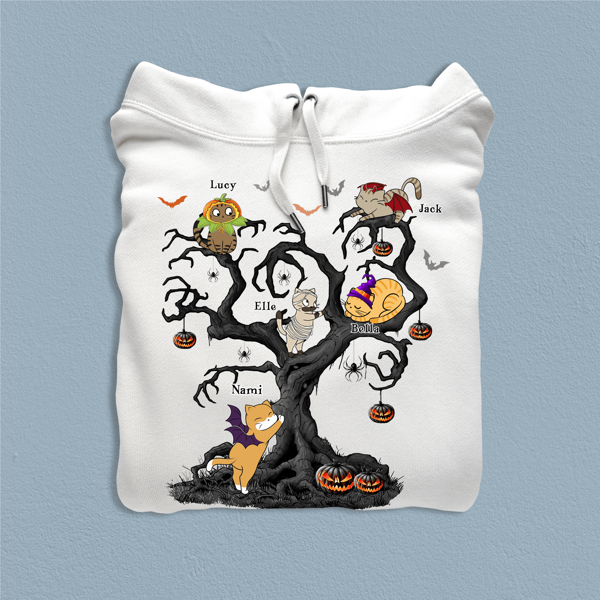 Halloween Tree Cat Personalized Shirt, Halloween Gift, Personalized Gift for Cat Lovers, Cat Mom, Cat Dad - TS449PS02 - BMGifts