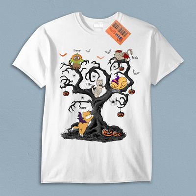 Halloween Tree Cat Personalized Shirt, Halloween Gift, Personalized Gift for Cat Lovers, Cat Mom, Cat Dad - TS449PS02 - BMGifts