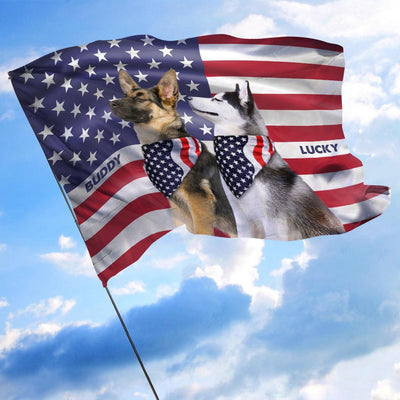 Dog With US Flag Personalized Flag, Personalized Gift for Dog Lovers, Dog Dad, Dog Mom - GA022PS01 - BMGifts