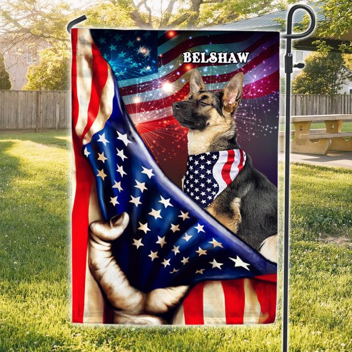 Dog With US Flag Personalized Garden Flag, Personalized Gift for Dog Lovers, Dog Dad, Dog Mom - GA020PS01 - BMGifts