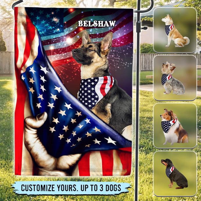 Dog With US Flag Personalized Garden Flag, Personalized Gift for Dog Lovers, Dog Dad, Dog Mom - GA020PS01 - BMGifts