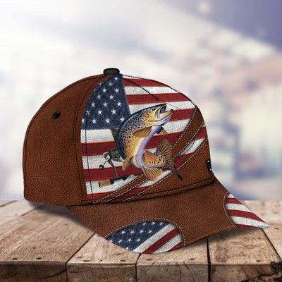 Fishing America Flag Personalized Cap, Personalized Gift for Fishing Lovers - CP300PS08 - BMGifts