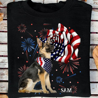 Flower with USA Flag Dog Personalized Shirt, Personalized Gift for Dog Lovers, Dog Dad, Dog Mom - TS204PS01 - BMGifts