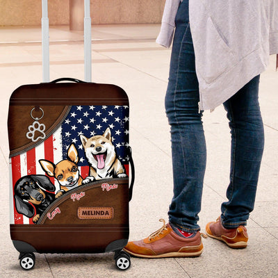 Lovely Dogs With US Flag Personalized Luggage Cover, Personalized Gift for Dog Lovers, Dog Dad, Dog Mom - LC012PS01 - BMGifts (formerly Best Memorial Gifts)