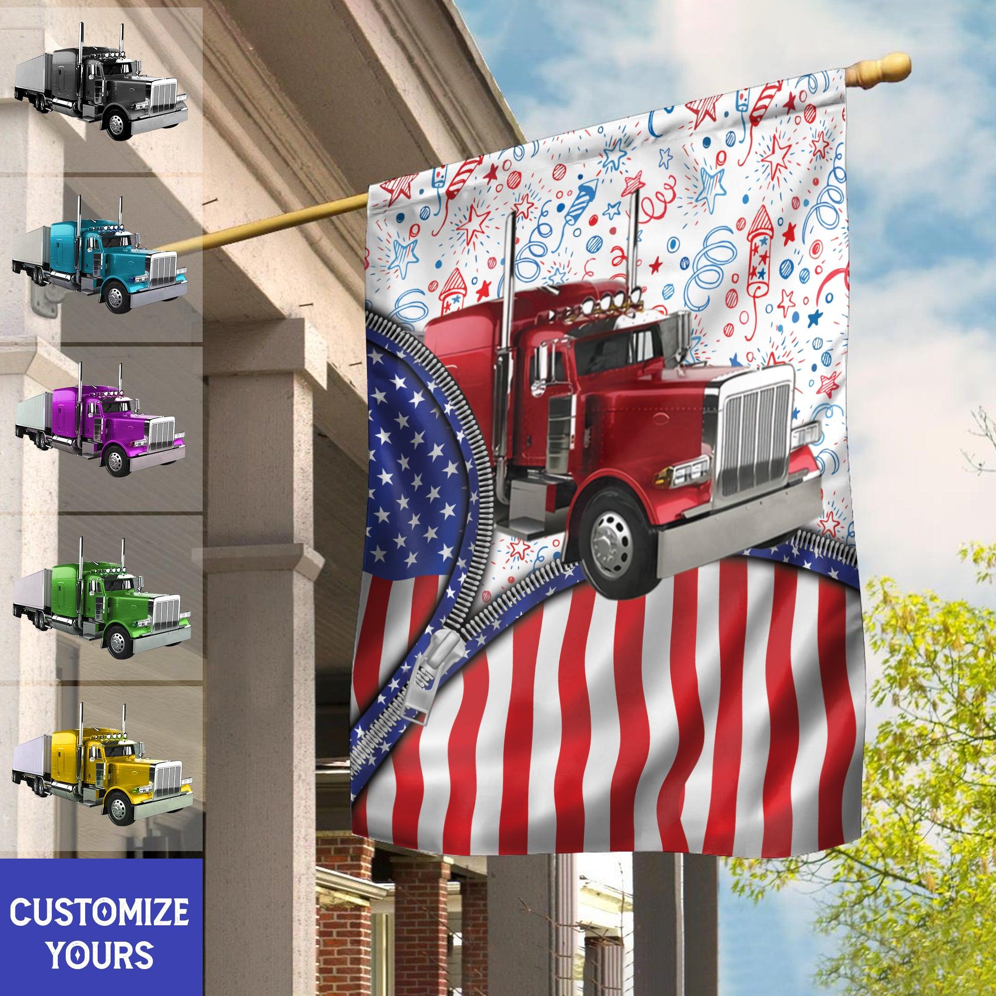 Trucker American Flag Personalized Flag, Personalized Gift for Truckers - GA009PS07 - BMGifts