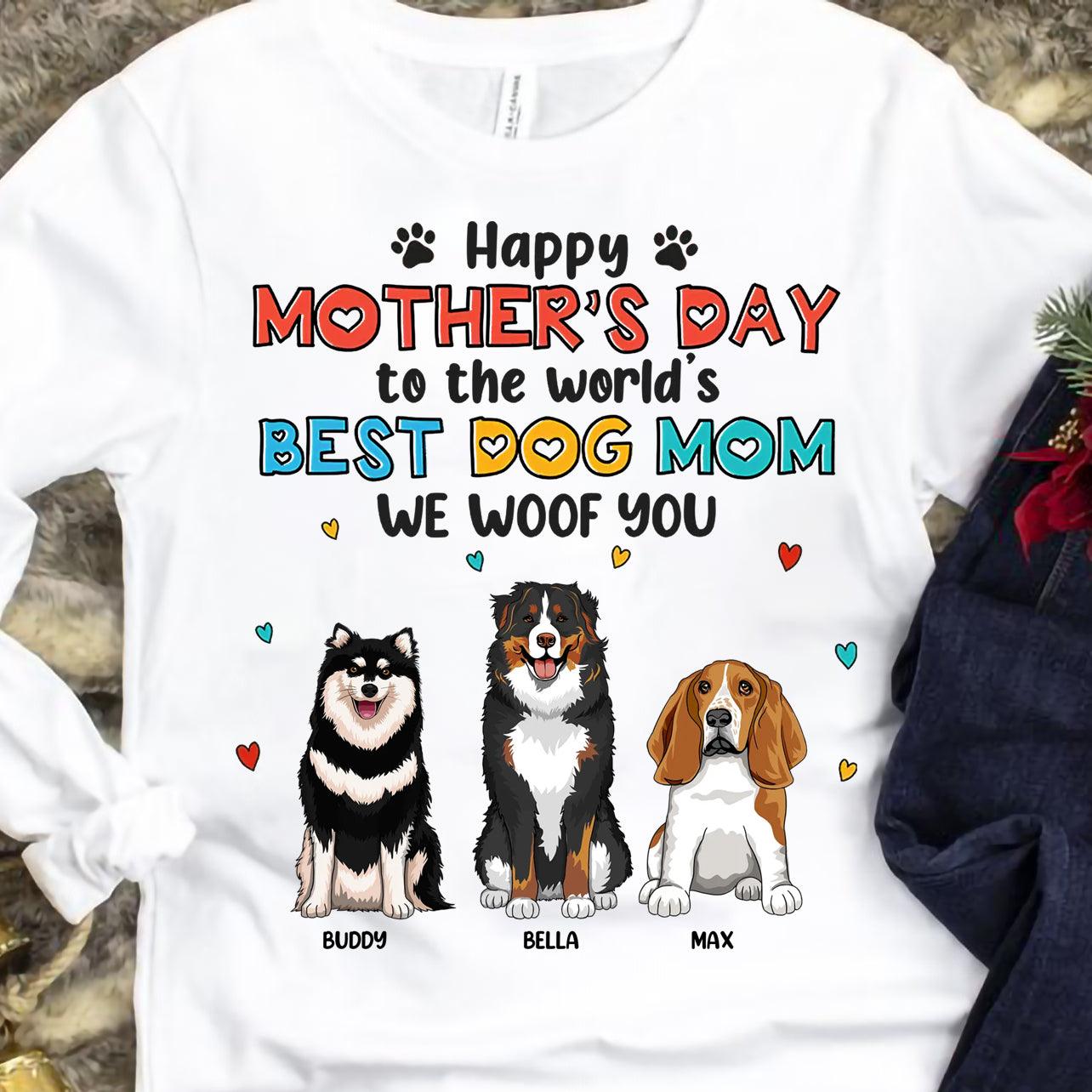 Happy Mother's Day, Best Dog Mom, I Woof You, Custom Shirt for Dog lovers, Personalized Gifts, Pullover Hoodie / Ash / 2XL