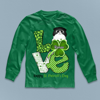 Happy St Patrick's Day Cat Personalized Shirt, St Patrick's Day Gift for Cat Lovers, Cat Mom, Cat Dad - TS587PS02 - BMGifts